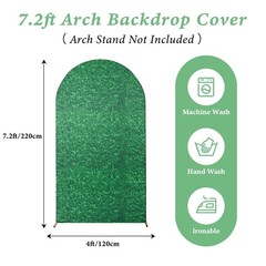 7.2 ft Green Leaves Arch Backdrop Cover, Wrinkle Free Stretchy Spandex Greene…