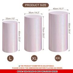 Set of 3 Cylinder Spandex Stand Covers Light Pink Laser Reflective Fabric-Large