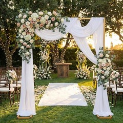 GRAVEE 8.2×8.2 FT Square Metal Wedding Arch Backdrop Stand Party Events Decor