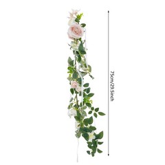 12 Pcs Artificial Wedding Chair Rose Flowers with Ribbons Pink White Green