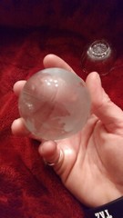 Beautiful Genuine Crystal World Globe Earth Sphere Etched Frosted Glass Ball