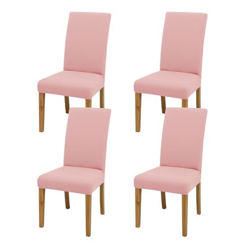 Stretch Chair Covers Set of for Dining Room Pack Washable Kitchen 4 Light Pink