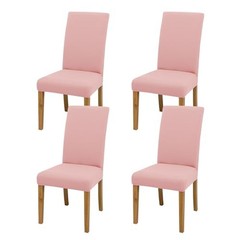 Stretch Chair Covers Set of for Dining Room Pack Washable Kitchen 4 Light Pink