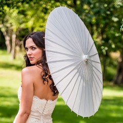 5/10pcs 24/33 Inches Elegant White Wedding Folding Umbrellas & Bridal Parasols