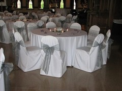 75x Silver Grey Organza Chair Sashes Bows Ties Wedding Banquet Party Decorations