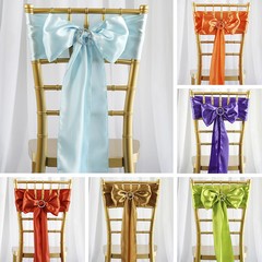 100 Satin CHAIR SASHES Ties Bows Wedding Party Catering Reception Decorations