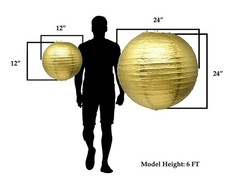 Mudra Crafts 12 Inch Round Chinese Gold Paper Lanterns Hanging Decor | 10 PCs…