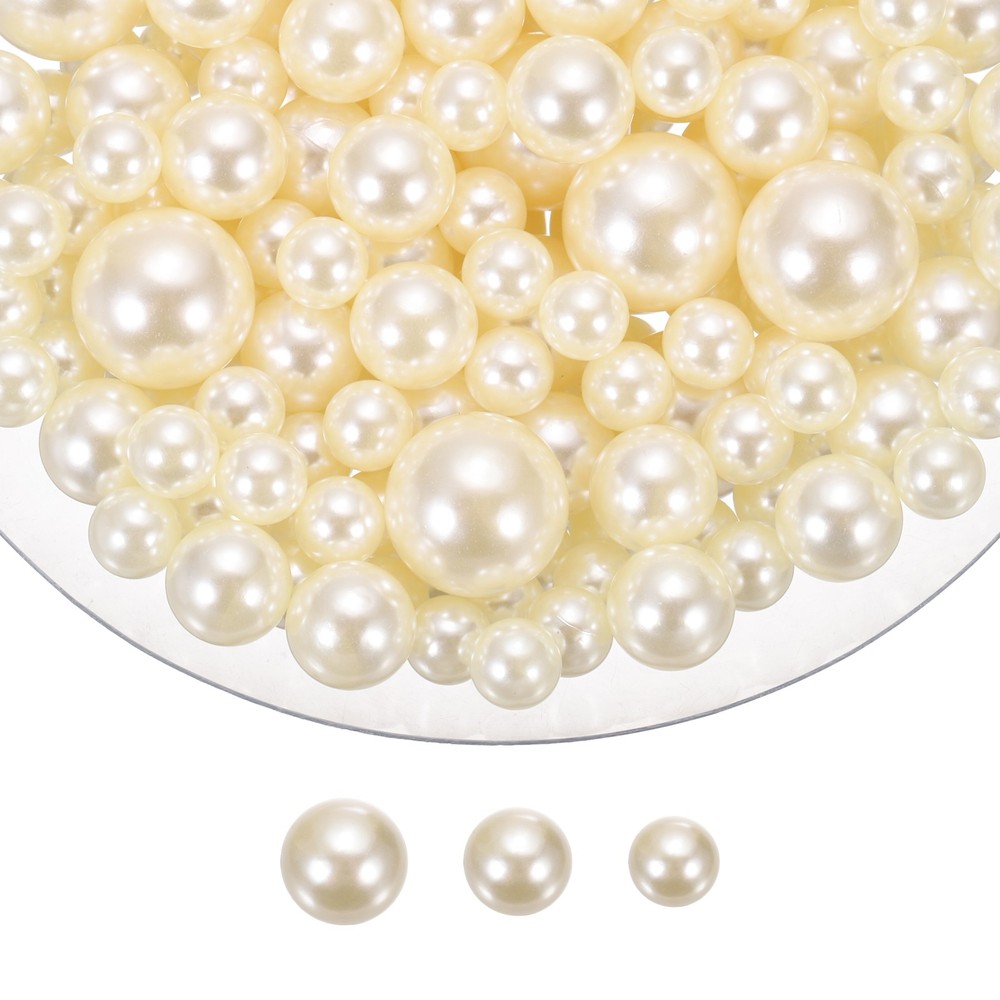 200 Pcs Pearl Bead for Vase Filler, 20/14/10mm Floating Beads(Beige)
