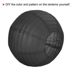 6pcs 8 Inch Folding Hanging Paper Lanterns Medium Lampshade Black