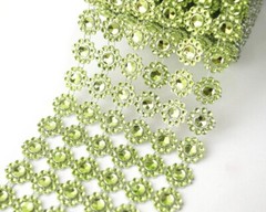 10YD Apple Green Diamond Bling Mesh Rhinestone Ribbon Wrap Wedding Decoration 4″