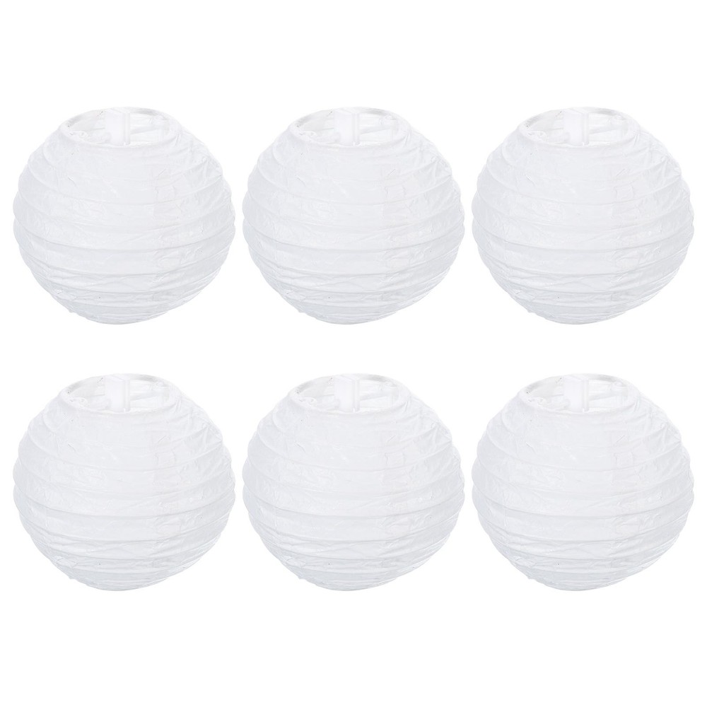 6pcs 4 Inch Folding Hanging Paper Lanterns Small Lampshade White