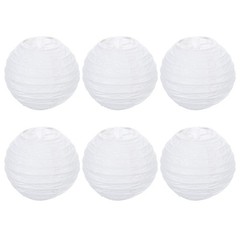 6pcs 4 Inch Folding Hanging Paper Lanterns Small Lampshade White