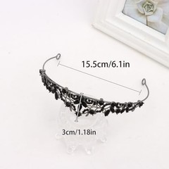 CURASA Black Crystal Queen Crown, Gothic Bridal Tiara, Wedding Headpiece