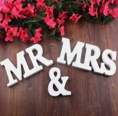 Wood Sign Mr and Mrs for Wedding Anniversary Letters Table Top Party Props Deco
