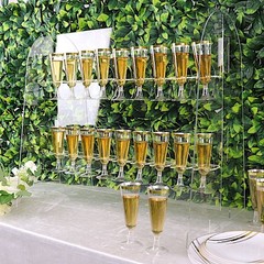 Clear 25″ Acrylic 2-Tier Wine Glass Rack Champagne Flute Holder Stand Events