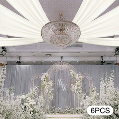 6PCS Beige Ceiling Drapes, Wedding Ceiling Draping, Backdrop Curtains For Party