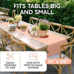 Peach Plastic Disposable Table Runner. 5 Pack 14 x 108 inch. Scallop Table Ru…