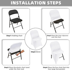 1 Pack White Spandex Stretch Folding Chair Covers for Wedding Party,Universal…