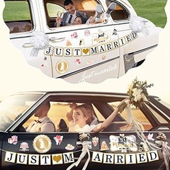 18 Pcs Just Married Wedding Car Decorations Include 12 Just Married Ornate Car