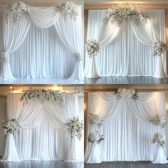 White Sheer Scarf Curtain Wedding Arch Drapes Backdrop 54″×216″ / 4 1/2’x18 Foot
