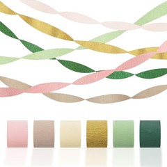 Crepe Paper Streamers Party Decorations – 6 Rolls Grass Green Gold Pink Olive…