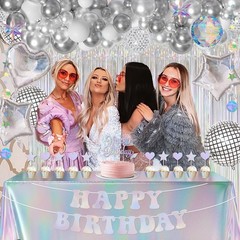 Iridescent Birthday Party Decoration Set 78Pcs, Disco Groovy 60s 70s Party Su…