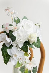 8pcs Wedding Aisle Pew Flowers Chair Decorations – White & Sage Green Arrangemen