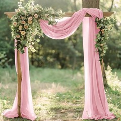 Dusty Rose Elegant Arch Draping Fabric 2 Panels Outdoor 29″ x 20Ft Sheer Chif…