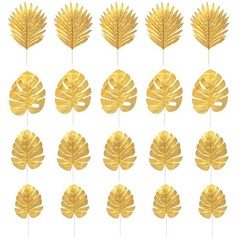 Palm Leaf Decor Plastic 20 Pack Gold Artificial Leaf Tropical Party Wedding Tabl