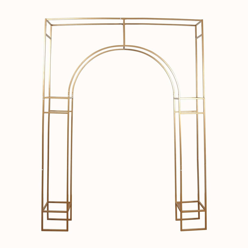 7 ft Gold Metal Rectangular Wedding Arch in Arc de Triomphe Style Party Events