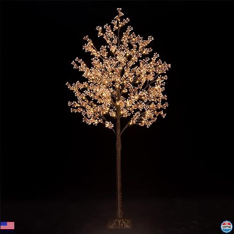 6ft Lighted Baby’s Breath Tree – 184 Dimmable Warm White LEDs, Waterproof, UL