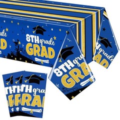 Jingmore 3 Pcs 54 x 108 Inch 8th Grade Graduation Tablecloths Rectangular Pla…