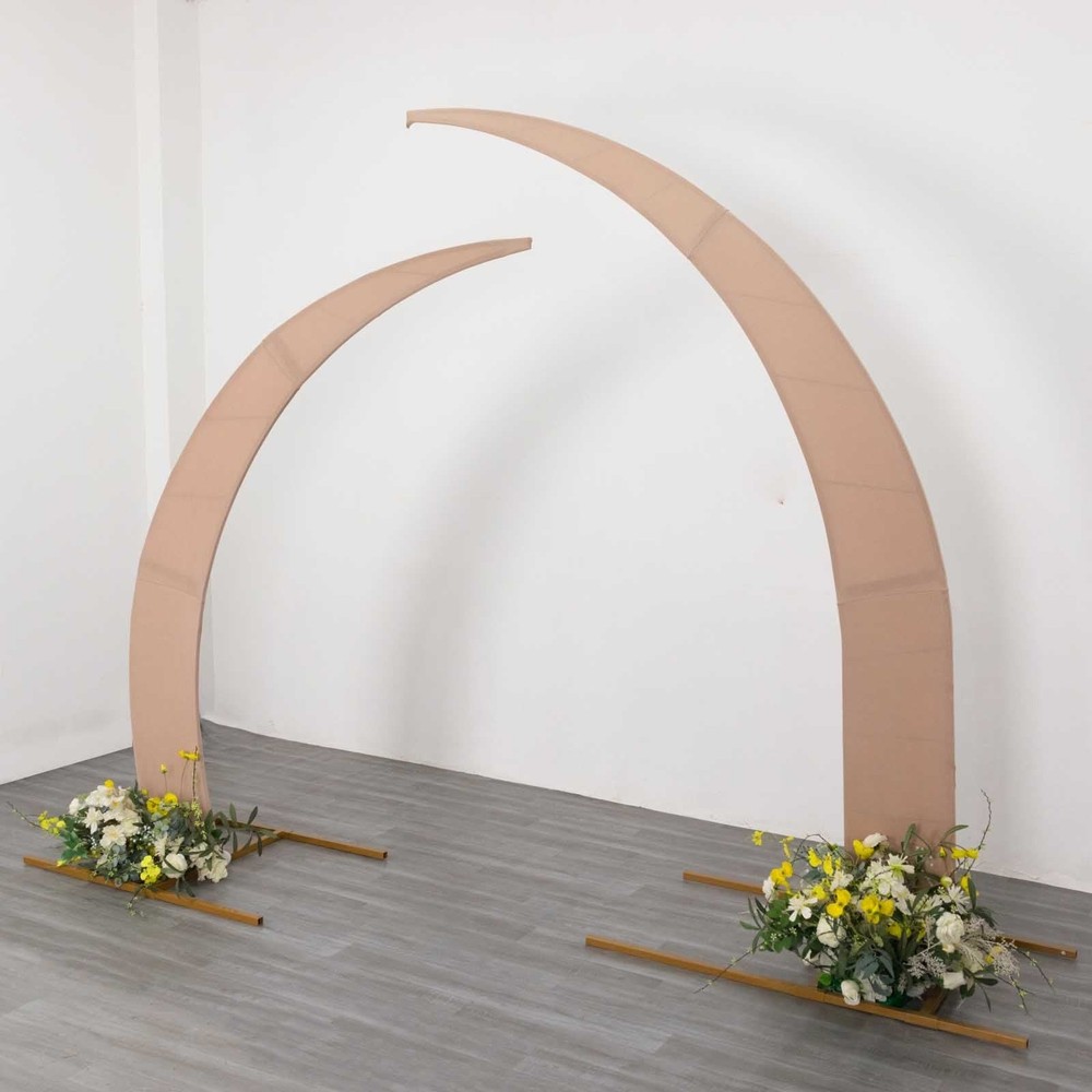 2 NUDE Fitted Spandex Half Crescent Moon Arch BACKDROP STAND Events Wedding