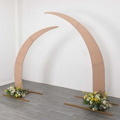 2 NUDE Fitted Spandex Half Crescent Moon Arch BACKDROP STAND Events Wedding