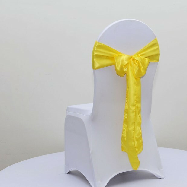 yellow satin chair sash chair tie bow chair ribbons wedding birthday party decor