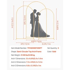 Uimoso Wedding Arch Backdrop 3 PCS Metal Stand 8′ 7.2′ 6.6′ Events Decor Party