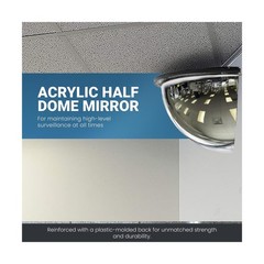 18” Acrylic Bubble Half Dome Mirror with Black Rim, Round Indoor Security