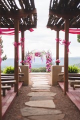 Full Floral Arrangement Arch with Flowers and Gold Stand (Branches not included)
