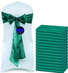 100 Emerald Green Satin Chair Sashes Silky Sateen Chair Bows wedding party décor