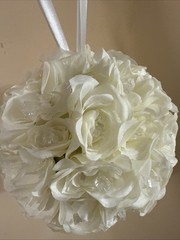 Cream- white Soft Touch Foam Kissing Ball Wedding Centerpiece, 6-inch