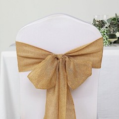 5 pcs GOLD 6″ x 108″ Faux Burlap Chair Sashes Wedding Decorations