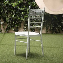 10 Silver Spandex CHAIR SASHES with Silver Round Buckles Wedding Light Gray