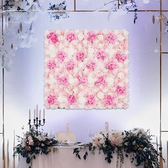 Floral Rose Wall Art White/Pink Artificial Flower Wall Panel Party Backdrop 1*1m