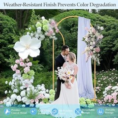 7.2FT 6FT Wedding Arch Backdrop Stand Set of 2,Metal Wedding 7.2FT, 6FT Gold