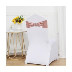 Double-Sided Sequins Rose Gold Chair Sashes for Wedding Decor, Rose Gold Sequ…