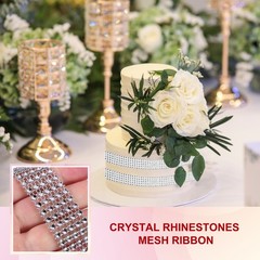 2 Roll 1″x20 Yard Crystal Rhinestones Mesh Ribbon Gray (4mm)