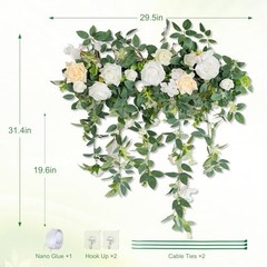 Wedding Arch Flowers，Floral Decor Hanging Artificial Flowers for White