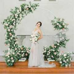 White Round Metal Wedding Arch Frame Garden Arbor Party Flowers Backdrop Stand