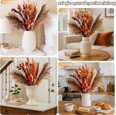 130Pcs Real Oran Ppas Grass, 17″ Natural Dried Flowers Boho Winter