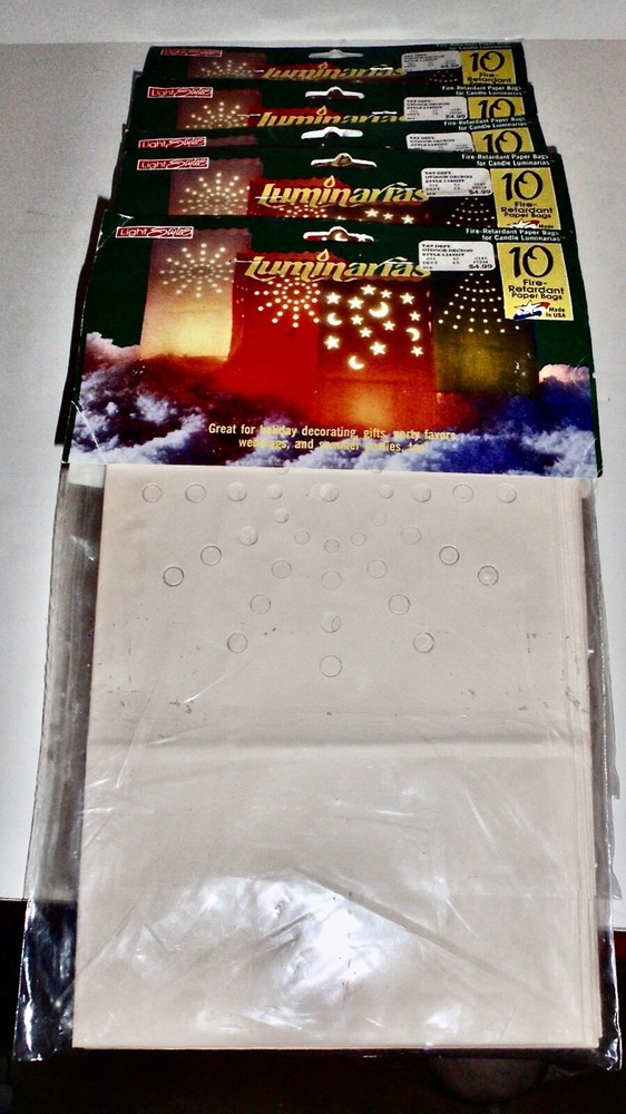 White Luminary Bags- Sunburst-LED Candle Bag- Party Wedding Event Sack Lot of 50